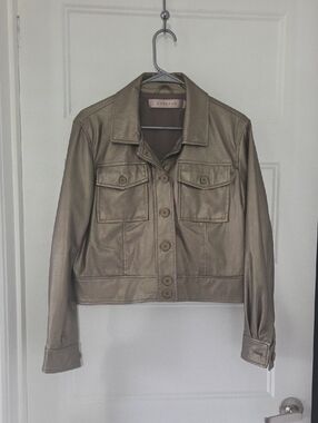 Esqualo Faux Leather Gold Metallic Jacket